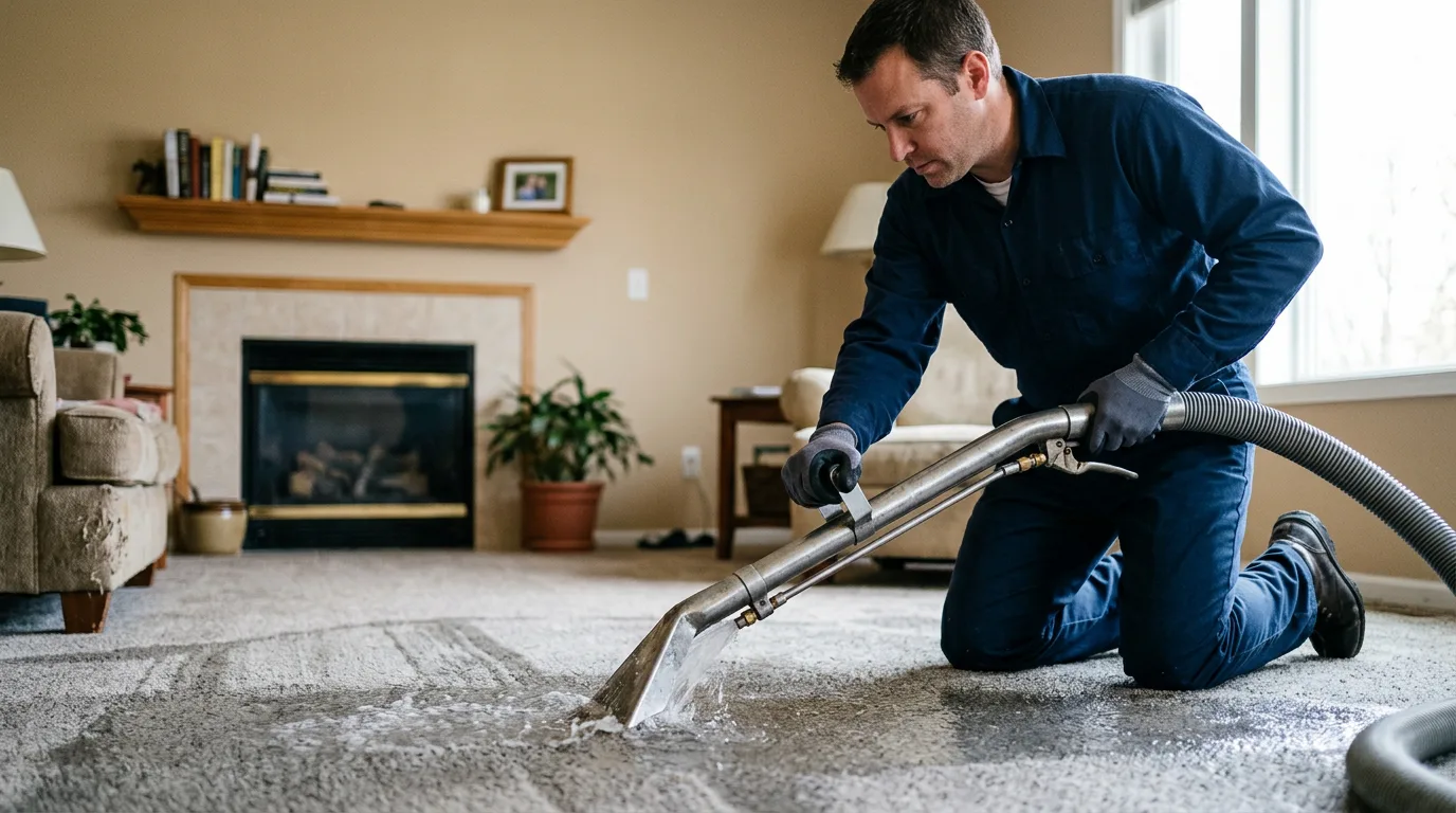 Water damage restoration technician working near Sacramento, KY